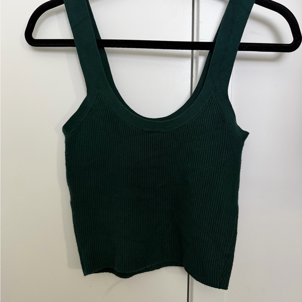 Women's Green Ribbed Tank Top